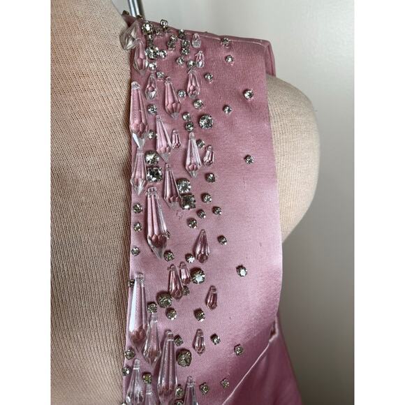 RETROFETE Maisy Crystal Embellished Plunging V Neckline Pink Mini Dress Size M - Picture 9 of 14